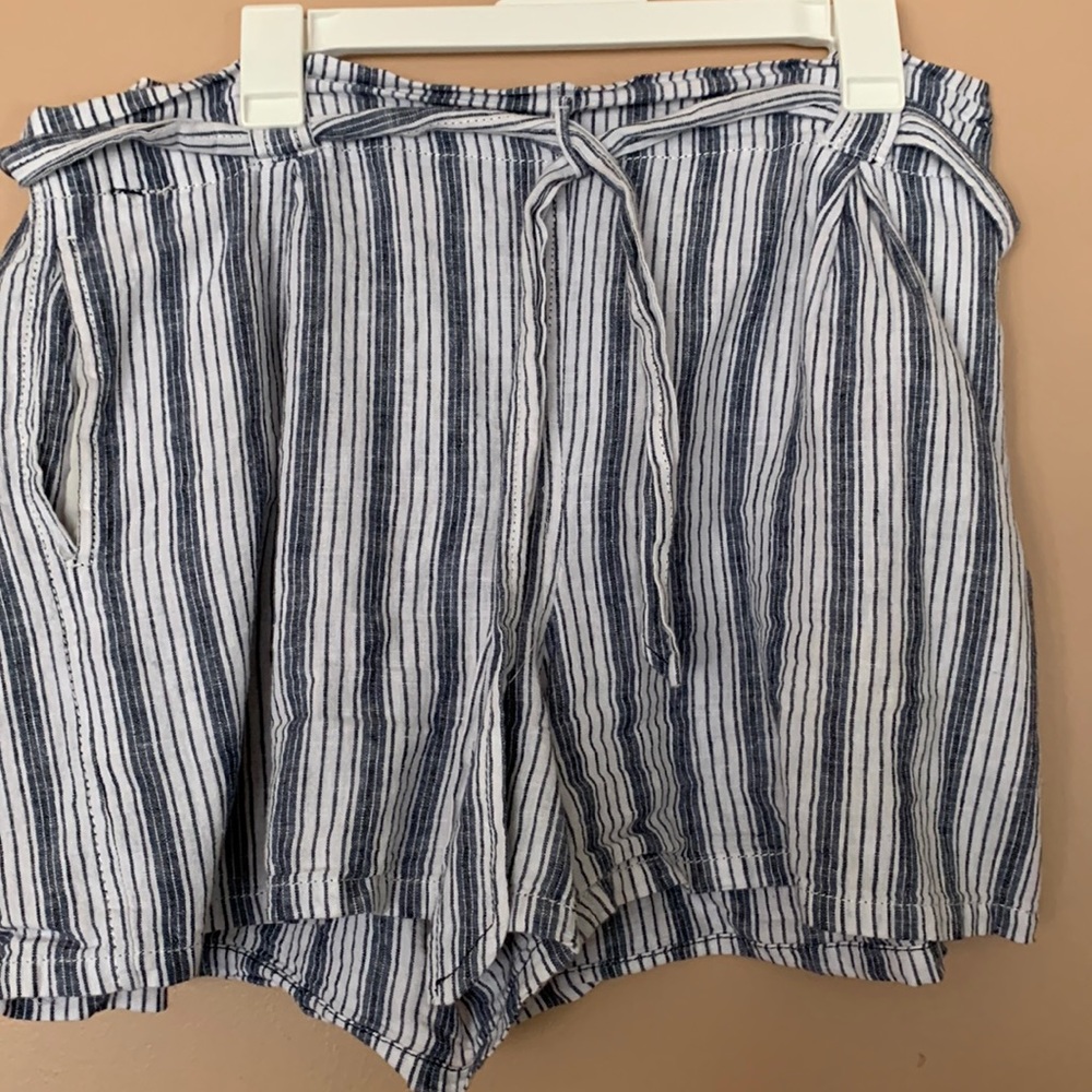 Blue and whit striped shorts. Size XL